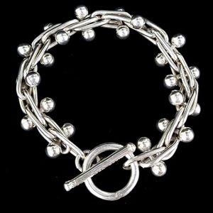 Silpada Sterling Bar & Beads DNA Toggle 925 Heavy Link Taxco Mexico Bracelet